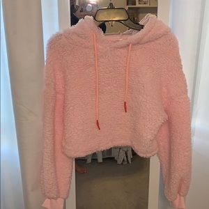 pink fluffy pullover